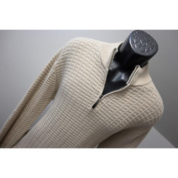 Coofandy 1/4 Zip Pullover Knitted Sweater Beige Long Sleeve Mens Size Large - Picture 4 of 9